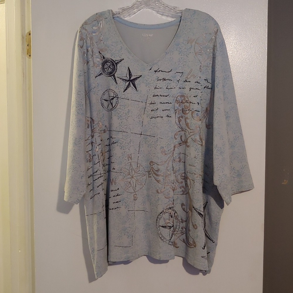 Plus size tee 3/4 sleeve 3X EUC Catherines